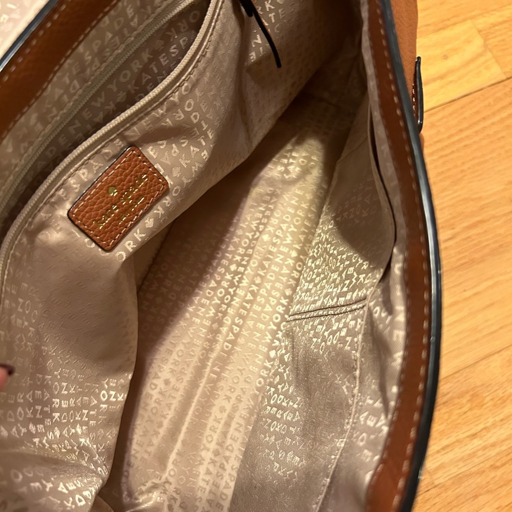 Kate Spade Tan Brown Pebbled Leather Double Handled Satchel-  Mint! - Picture 5 of 10